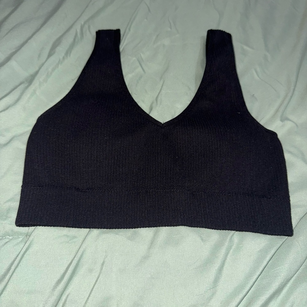 Aerie Black Ribbed Knit Bralette